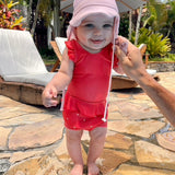 Swimsuit - Neoprene - Berry - Dots