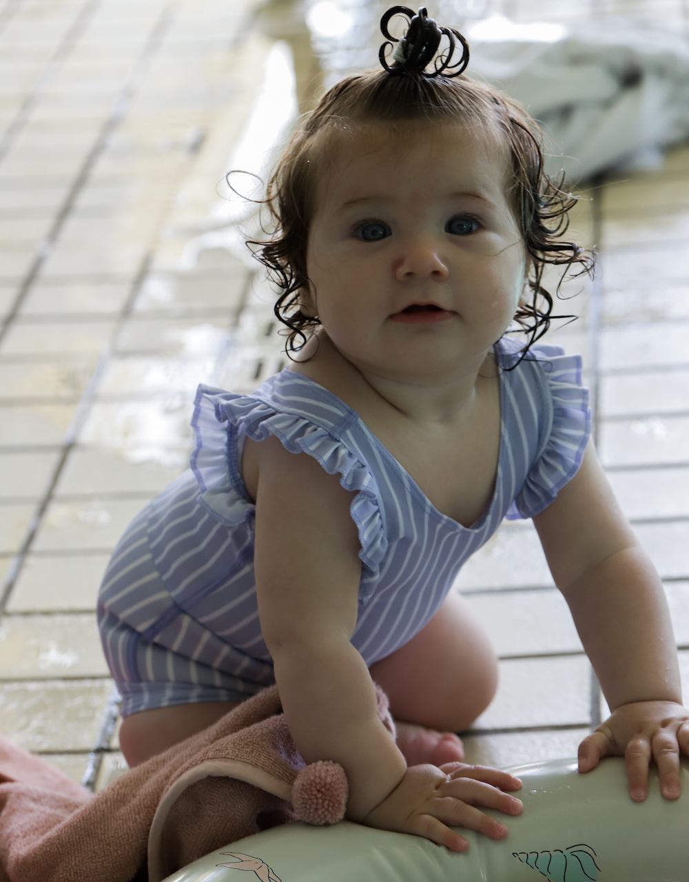 Neoprene Diaper Swimsuit - Lavender - Striped